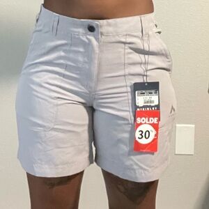 Gray Cargo Shorts with Stretchy Fit and Mid-Rise Waist